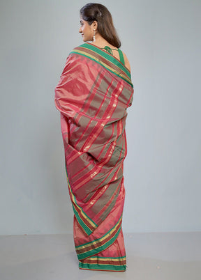 Pink Kanjivaram Silk Saree With Blouse Piece - Indian Silk House Agencies