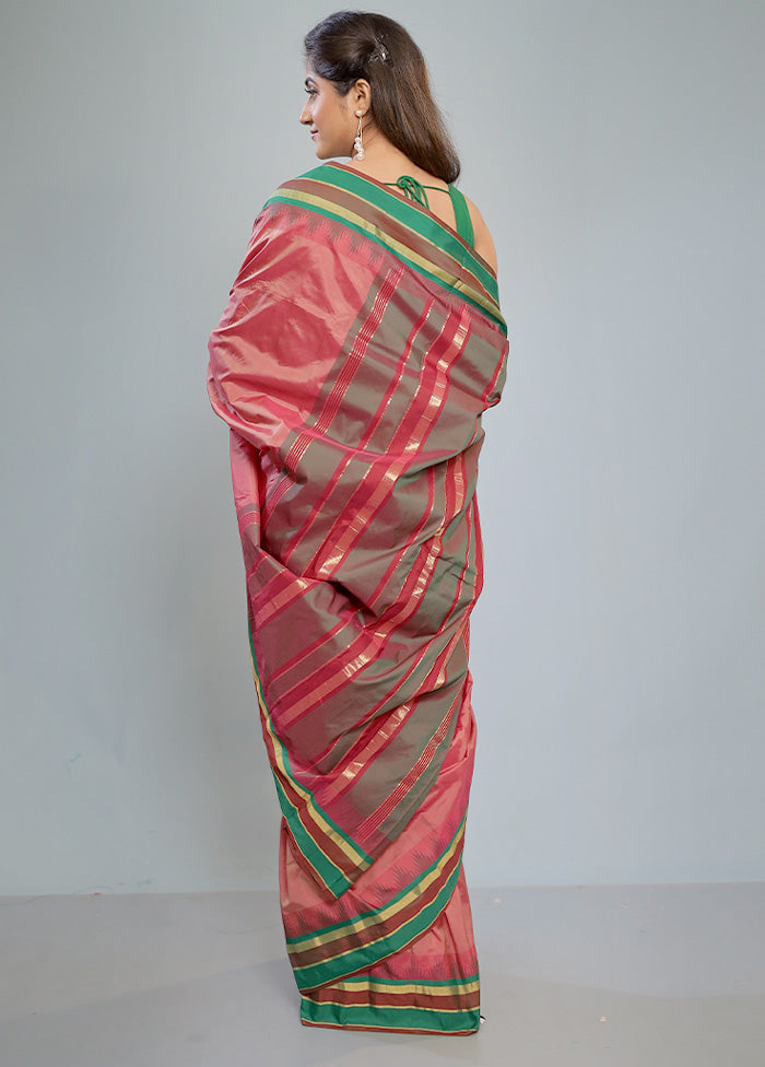 Pink Kanjivaram Silk Saree With Blouse Piece - Indian Silk House Agencies