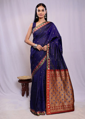 Blue Kanjivaram Silk Saree With Blouse Piece - Indian Silk House Agencies