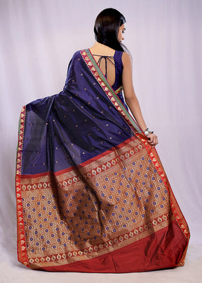 Blue Kanjivaram Silk Saree With Blouse Piece - Indian Silk House Agencies