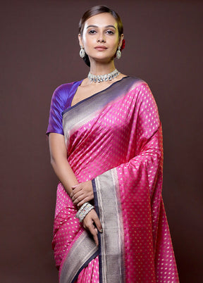 Pink Dupion Silk Saree With Blouse Piece