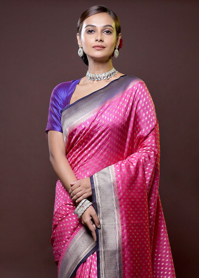 Pink Dupion Silk Saree With Blouse Piece