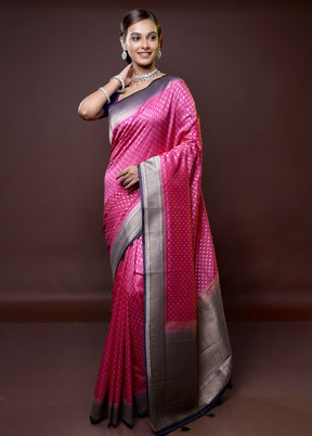 Pink Dupion Silk Saree With Blouse Piece