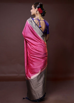 Pink Dupion Silk Saree With Blouse Piece