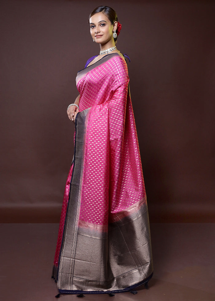 Pink Dupion Silk Saree With Blouse Piece