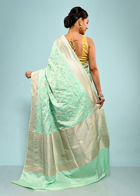 Green Tanchoi Banarasi Silk Saree With Blouse Piece - Indian Silk House Agencies