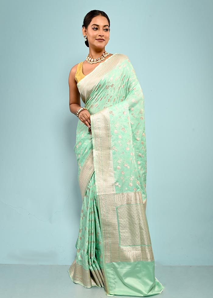 Green Tanchoi Banarasi Silk Saree With Blouse Piece - Indian Silk House Agencies