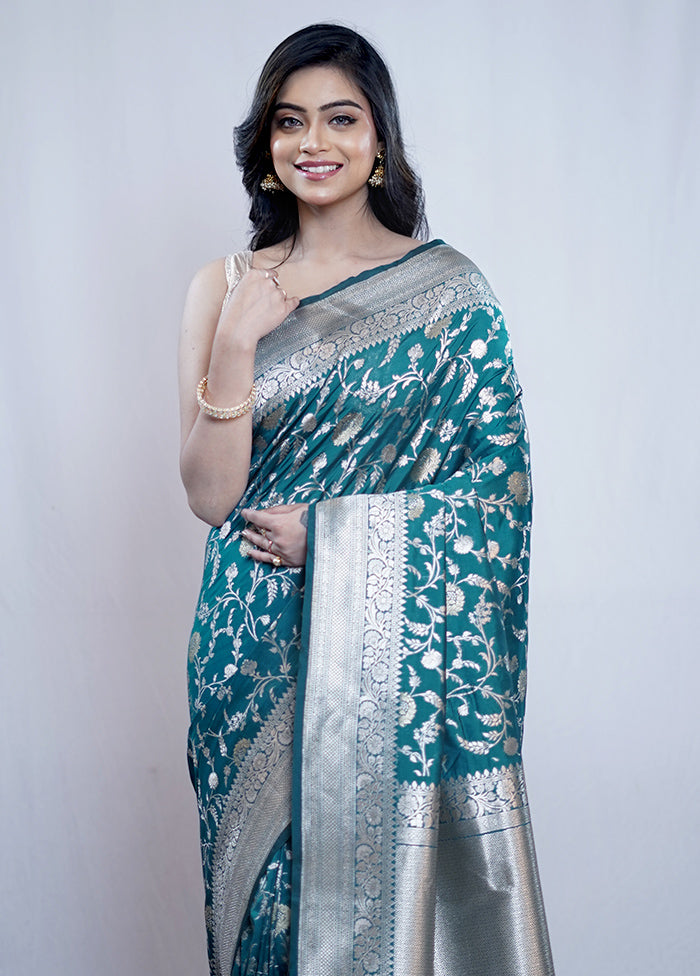 Green Katan Silk Saree With Blouse Piece - Indian Silk House Agencies