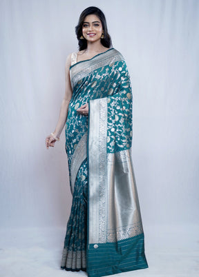 Green Katan Silk Saree With Blouse Piece - Indian Silk House Agencies