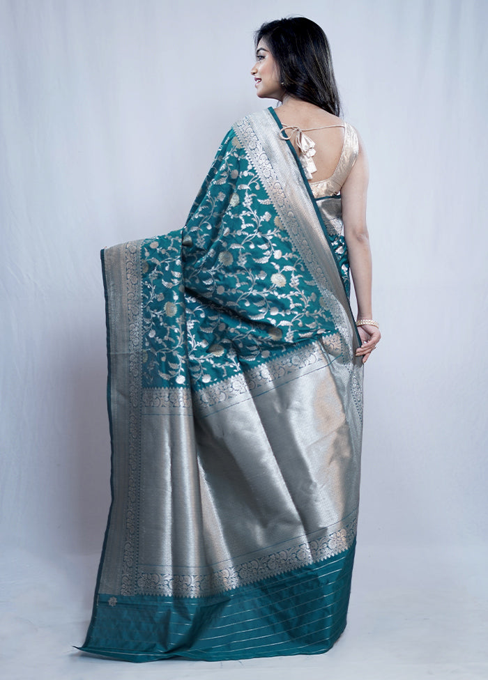 Green Katan Silk Saree With Blouse Piece - Indian Silk House Agencies