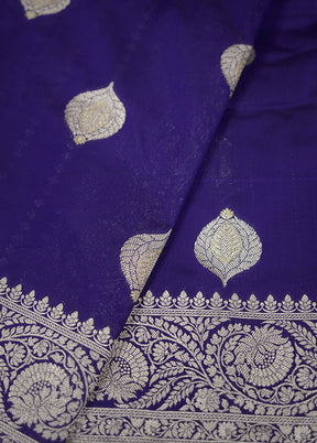 Blue Katan Silk Saree With Blouse Piece - Indian Silk House Agencies