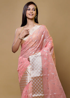 Peach Organza Saree With Blouse Piece