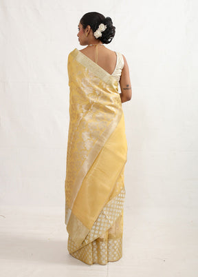 Yellow Organza Saree With Blouse Piece - Indian Silk House Agencies