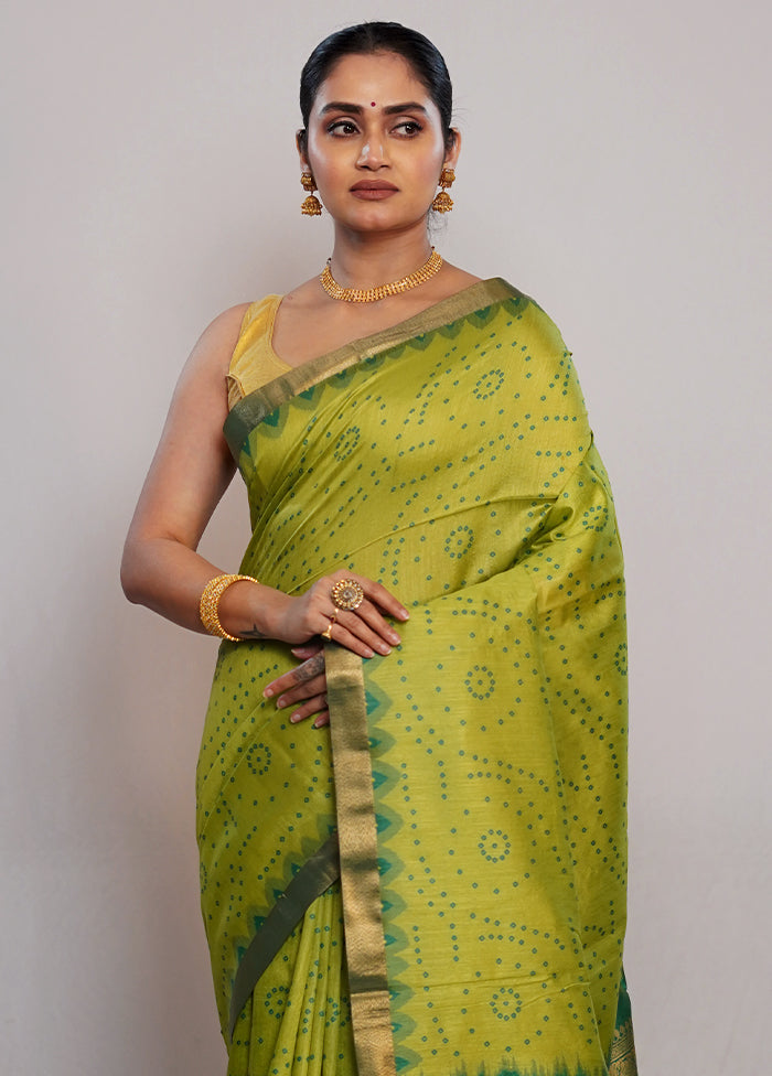 Green Dupion Silk Saree With Blouse Piece - Indian Silk House Agencies