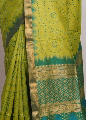 Green Dupion Silk Saree With Blouse Piece - Indian Silk House Agencies