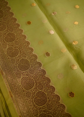 Green Organza Saree With Blouse Piece - Indian Silk House Agencies