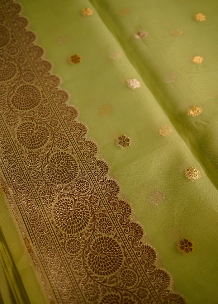 Green Organza Saree With Blouse Piece - Indian Silk House Agencies