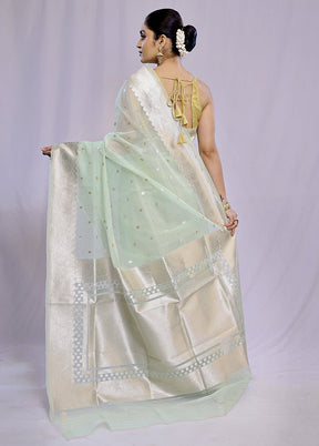 Green Organza Saree With Blouse Piece - Indian Silk House Agencies