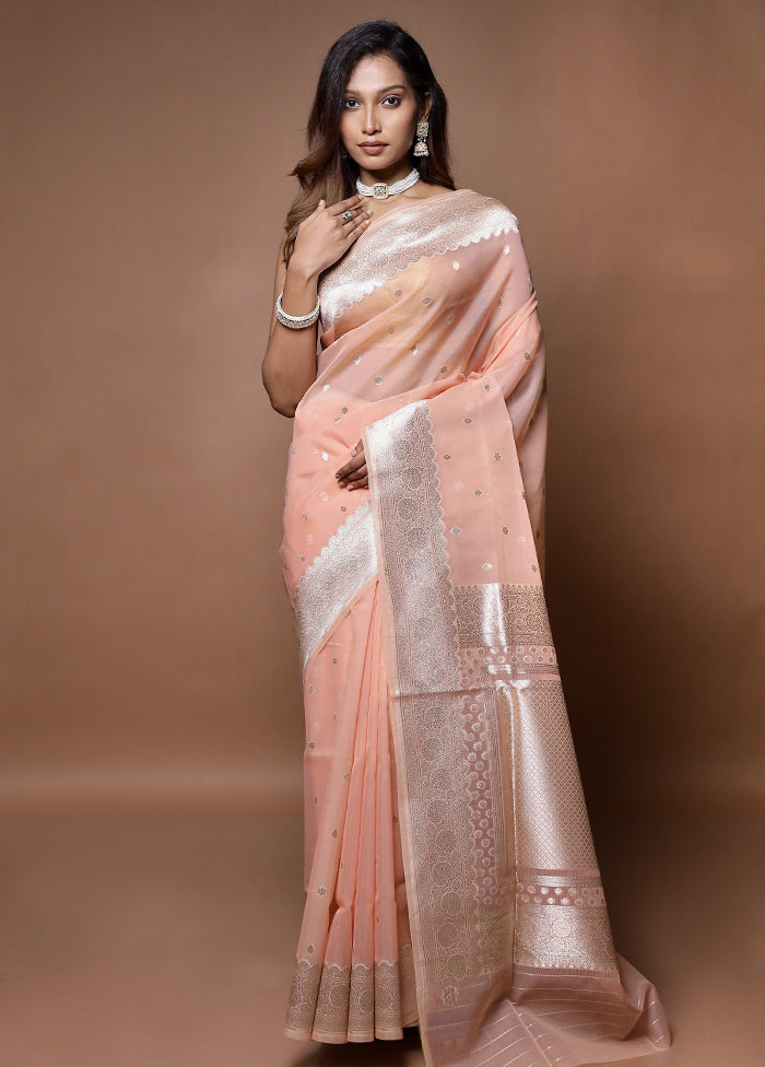 Pink Organza Saree With Blouse Piece