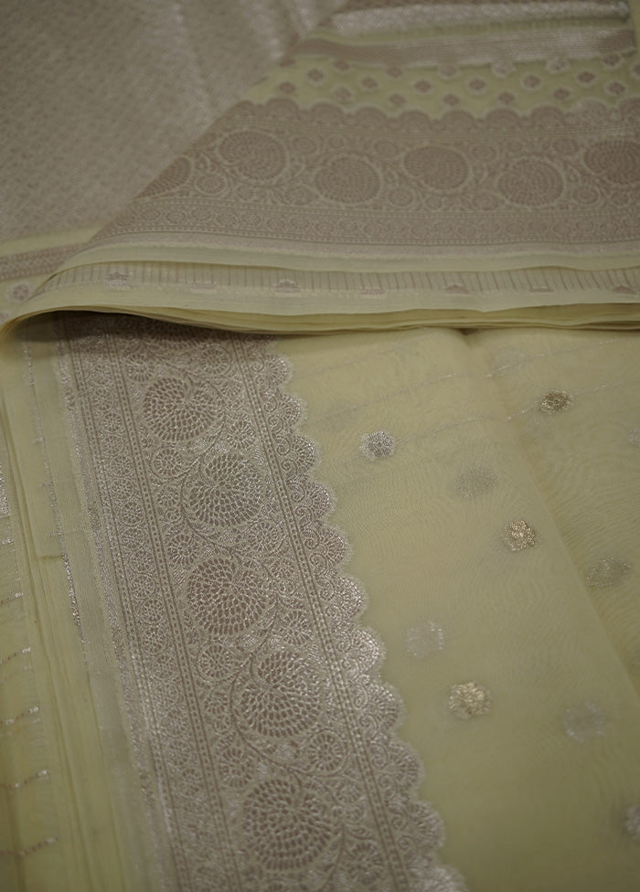 Cream Organza Saree With Blouse Piece - Indian Silk House Agencies