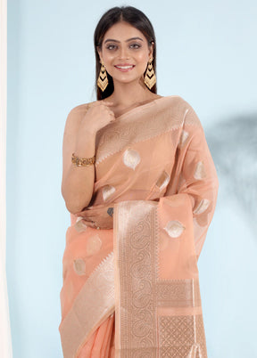 Pink Organza Saree With Blouse Piece - Indian Silk House Agencies