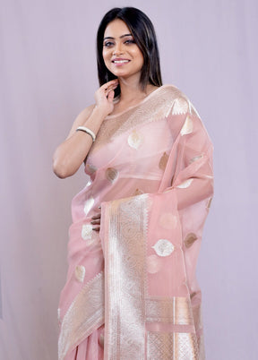 Pink Organza Saree With Blouse Piece - Indian Silk House Agencies