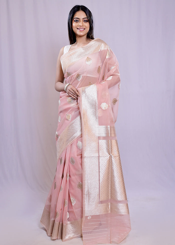 Pink Organza Saree With Blouse Piece - Indian Silk House Agencies