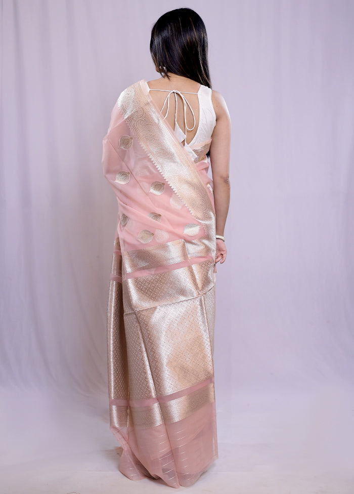 Pink Organza Saree With Blouse Piece - Indian Silk House Agencies