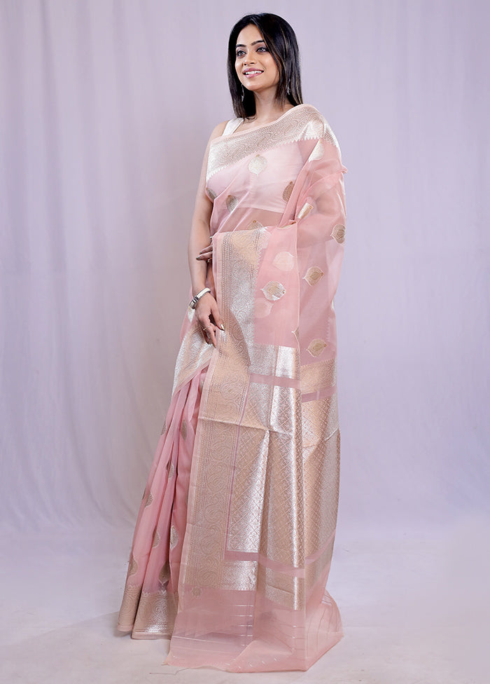 Pink Organza Saree With Blouse Piece - Indian Silk House Agencies