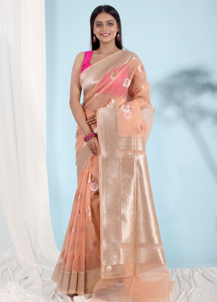 Pink Organza Saree With Blouse Piece - Indian Silk House Agencies