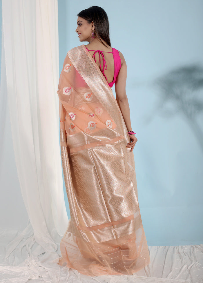 Pink Organza Saree With Blouse Piece - Indian Silk House Agencies