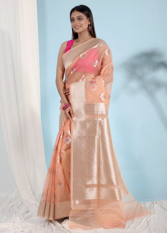 Pink Organza Saree With Blouse Piece - Indian Silk House Agencies