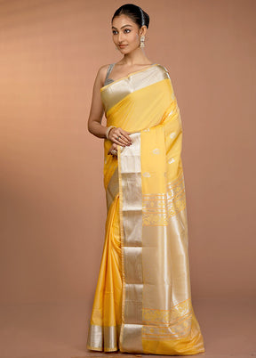 Yellow Kanjivaram Silk Saree With Blouse Piece
