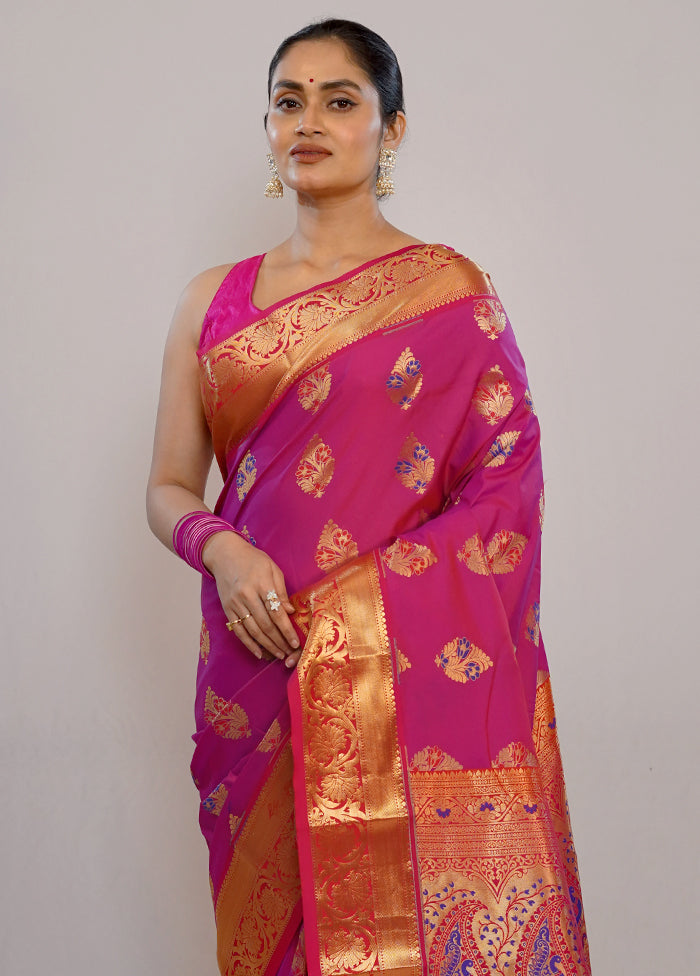 Purple Kanjivaram Silk Saree With Blouse Piece - Indian Silk House Agencies