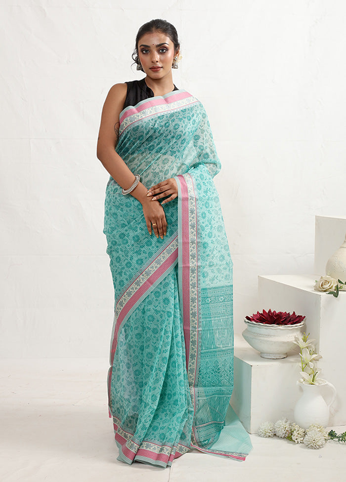 Blue Kota Cotton Saree With Blouse Piece - Indian Silk House Agencies