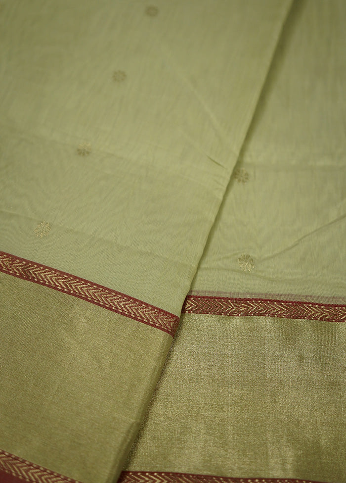 Green Chanderi Pure Cotton Saree With Blouse Piece - Indian Silk House Agencies