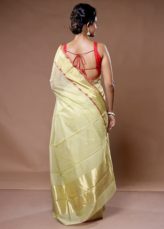 Green Chanderi Pure Cotton Saree With Blouse Piece - Indian Silk House Agencies