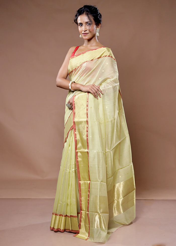 Green Chanderi Pure Cotton Saree With Blouse Piece - Indian Silk House Agencies