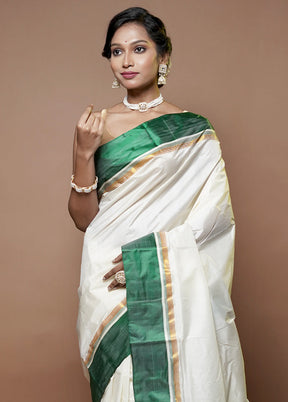 Cream Garad Silk Saree Without Blouse Piece