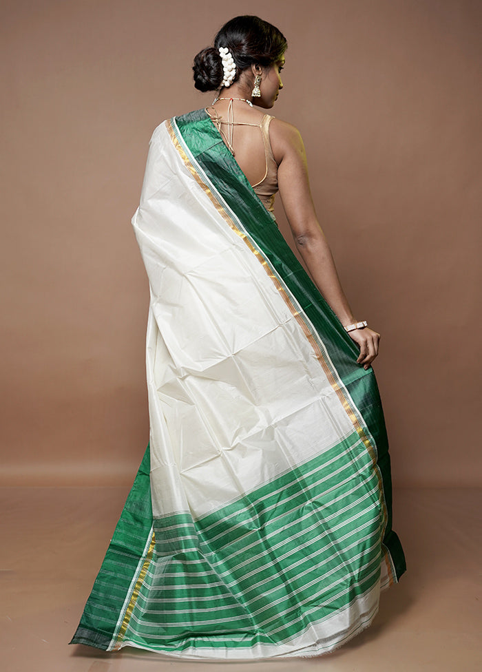 Cream Garad Silk Saree Without Blouse Piece