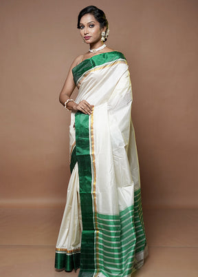 Cream Garad Silk Saree Without Blouse Piece