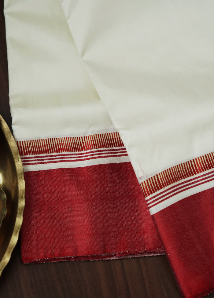 Cream Garad Silk Saree Without Blouse Piece