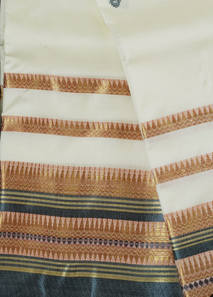 Cream Garad Silk Saree Without Blouse Piece