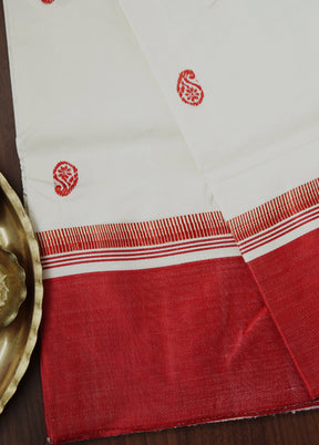 Cream Garad Silk Saree Without Blouse Piece