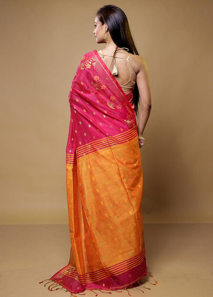 Pink Matka Silk Saree With Blouse Piece