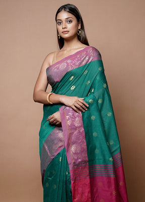 Green Matka Silk Saree With Blouse Piece