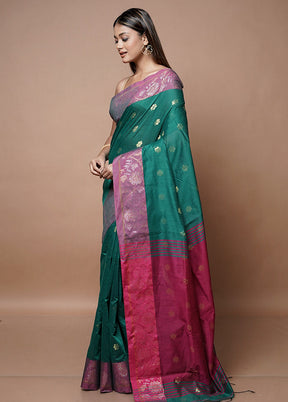 Green Matka Silk Saree With Blouse Piece