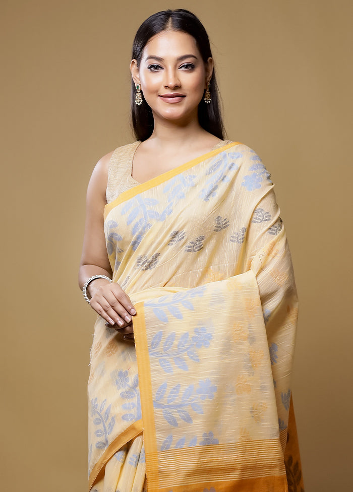 Yellow Matka Silk Saree With Blouse Piece