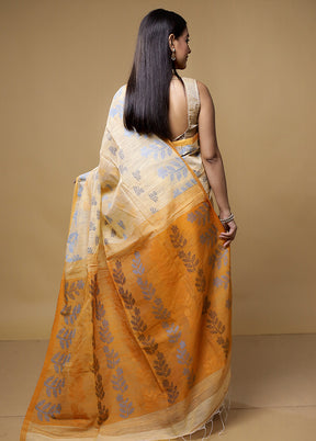 Yellow Matka Silk Saree With Blouse Piece