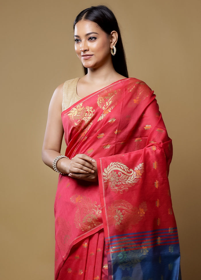 Pink Matka Silk Saree With Blouse Piece